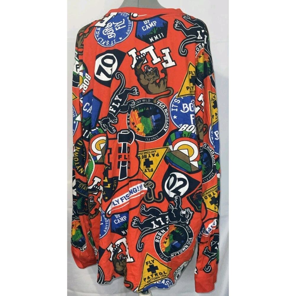 Men's Born Fly Red Multicolor Graphic Long Sleeve T Shirt - Size 4X - Picture 3 of 8